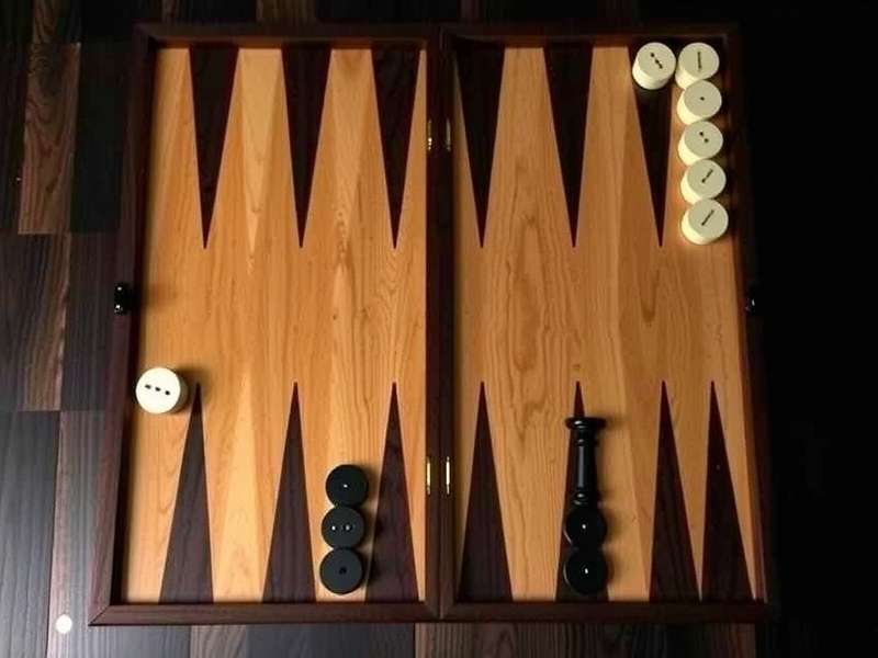Backgammon board with pieces in opening position