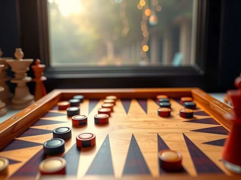 Luxury backgammon set with wooden board and pieces