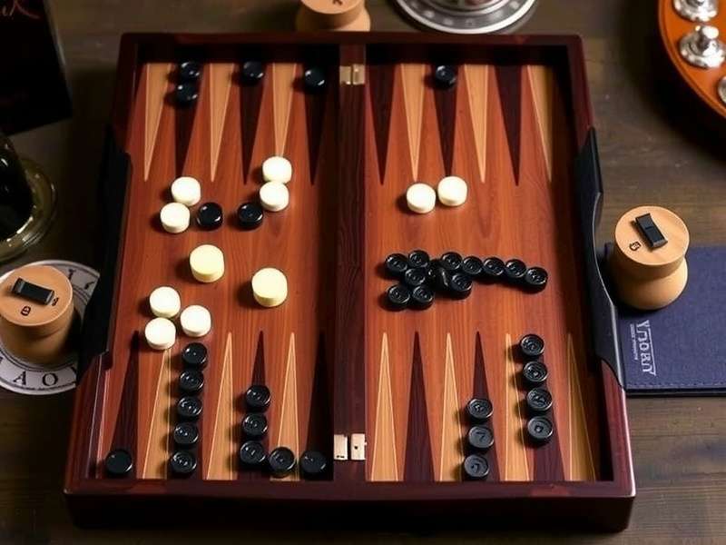 Luxury backgammon set with wooden board and pieces