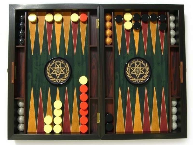 Handcrafted wooden backgammon board set with pieces in India