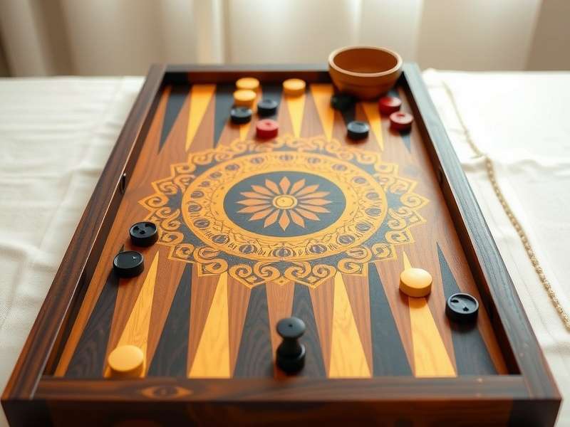 Professional backgammon board setup with pieces in correct positions