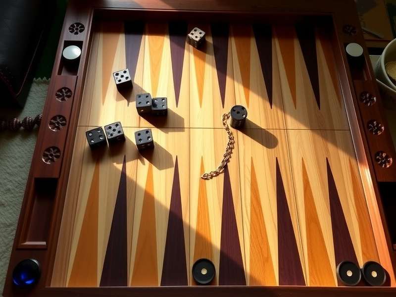 Professional backgammon board setup with strategic checker movement