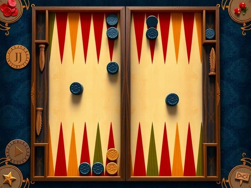 Backgammon game running on a Windows PC with strategy overlay