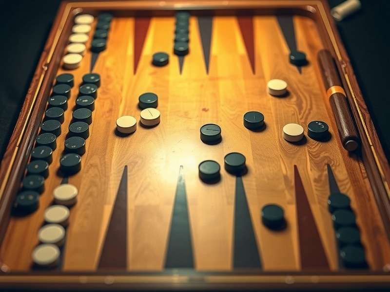 Detailed backgammon board setup picture showing piece placement