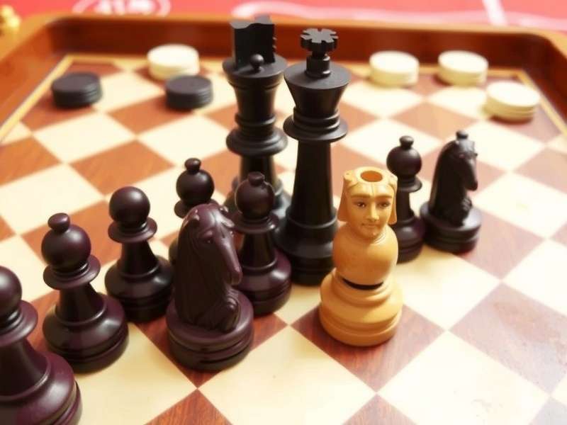 Handcrafted wooden chess and backgammon set on a table