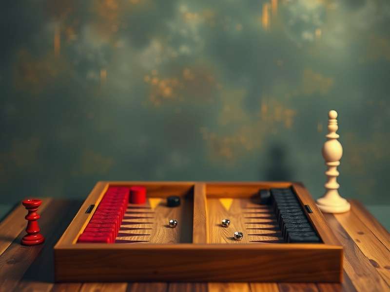 Professional backgammon board setup with detailed annotations