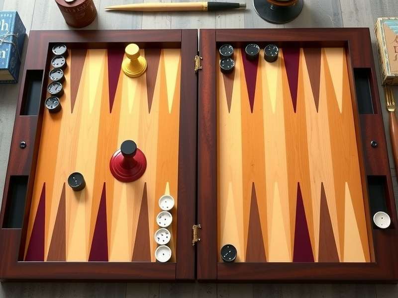 Luxury handmade walnut backgammon board with leather interior