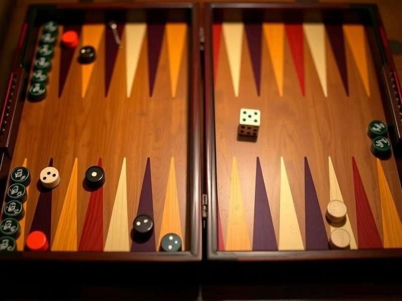 A detailed backgammon board setup showing strategic piece movement