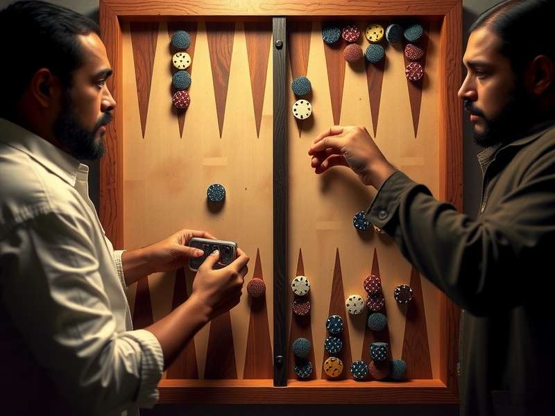 Traditional Indian backgammon board with pieces