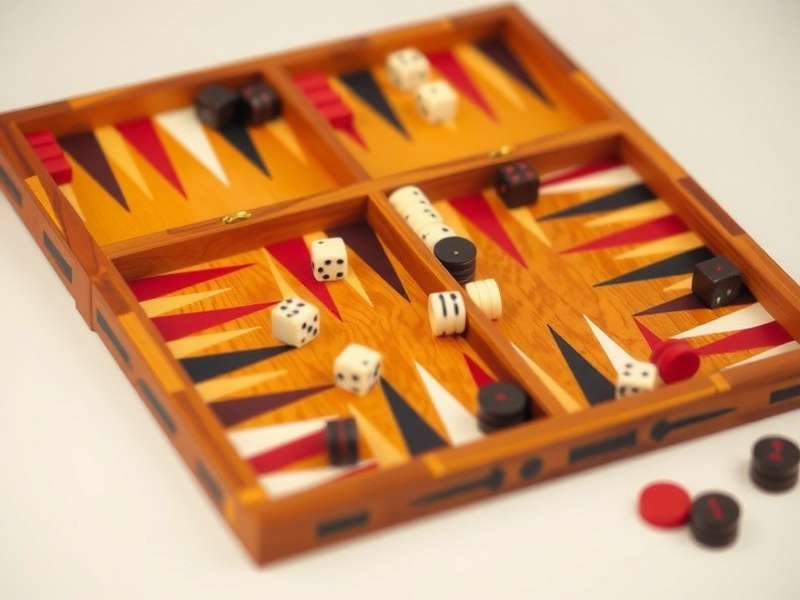 Luxury backgammon set with intricate wooden carving and brass accessories