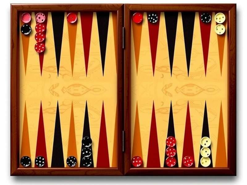 Backgammon board setup with pieces arranged correctly