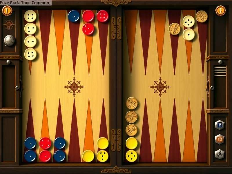 Backgammon board setup with dice and pieces
