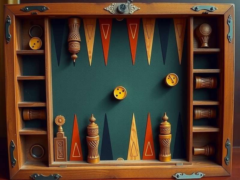 Luxury Philos backgammon set with wooden board and leather cups