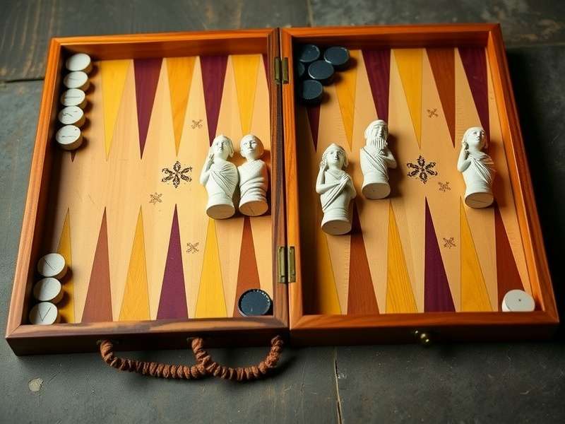 Luxury wooden backgammon board with intricate design