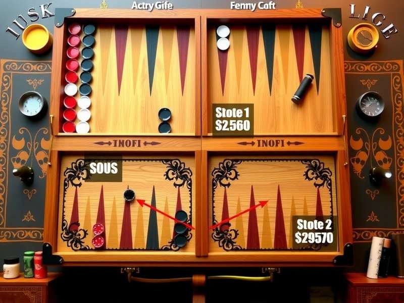 Various backgammon board sizes displayed on a wooden table