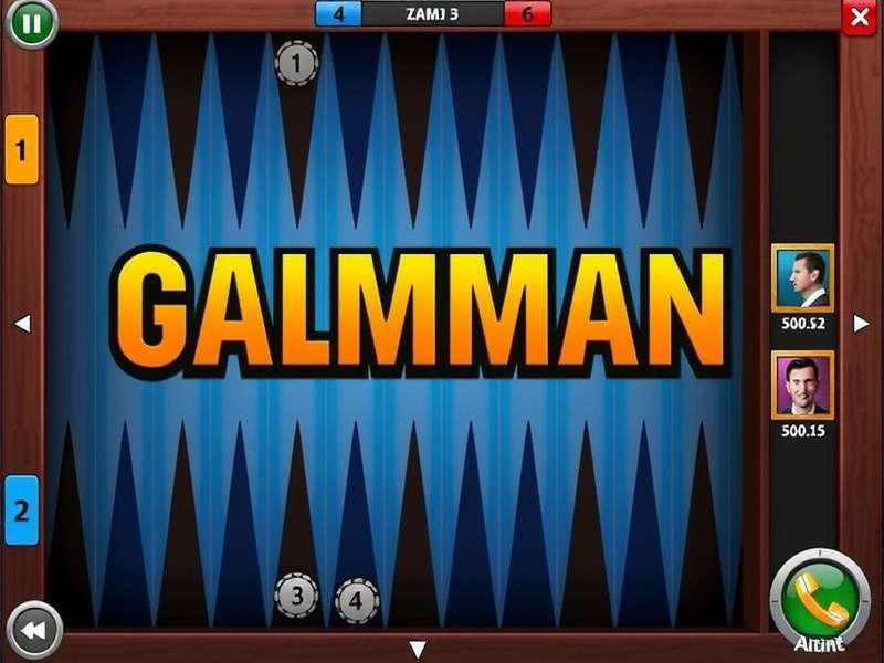 A detailed backgammon board setup with dice and pieces ready for play