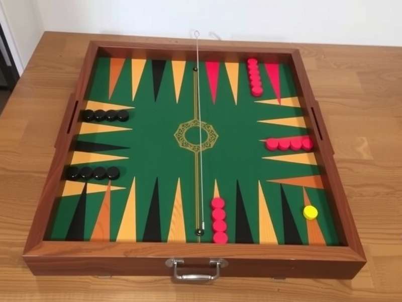 Detailed diagram of a standard backgammon board setup showing checker positions and movement direction