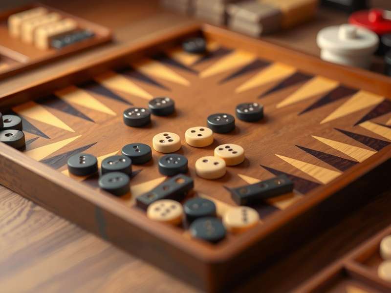 Traditional Backgammon set with Indian decor in the background