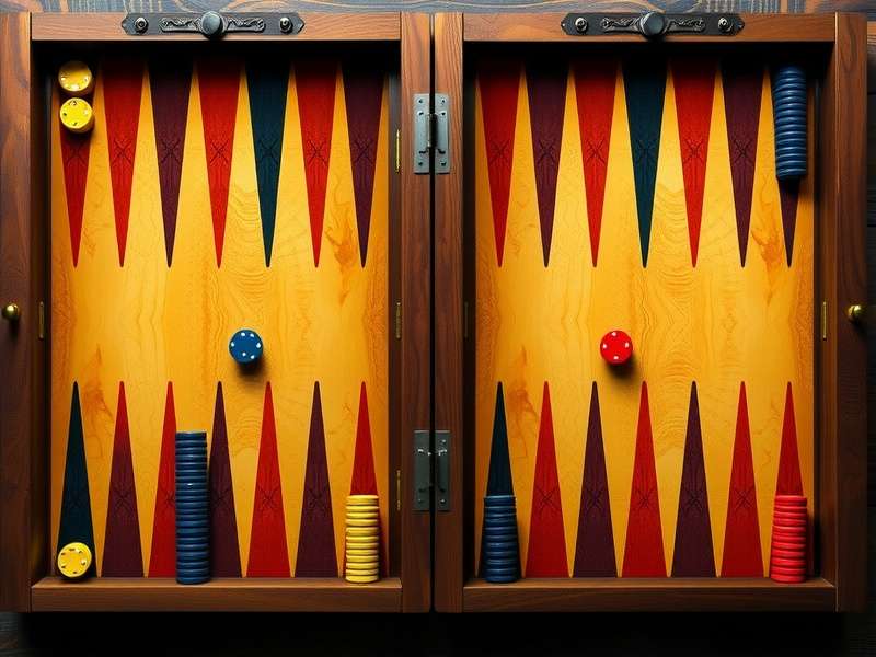 Backgammon championship trophy and medals