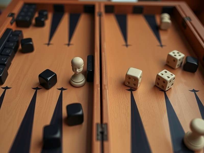 Proper Backgammon board setup with pieces arrangement