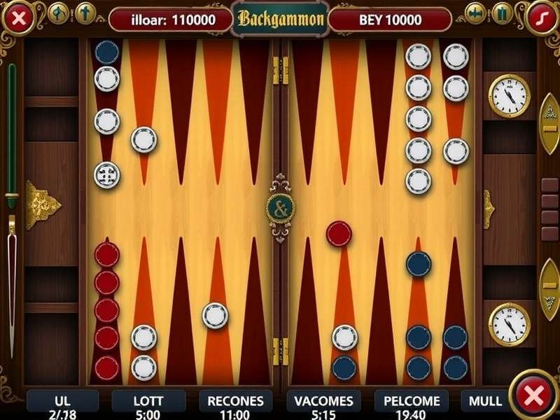 Close-up of backgammon pieces during a strategic bearing off phase