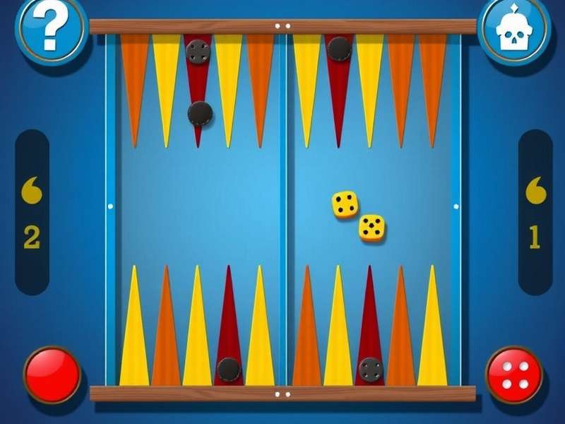 Screenshot of Backgammon Poki game interface showing a mid-game position with highlighted moves