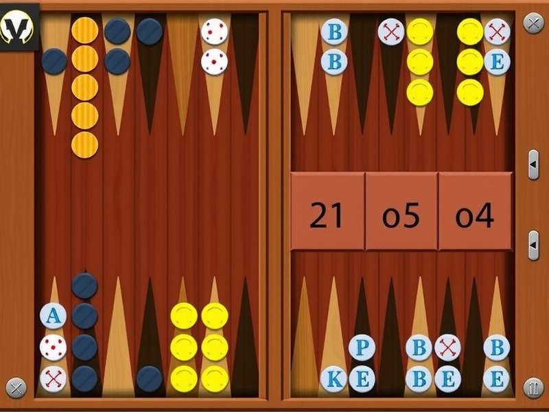 Backgammon board game setup with dice and pieces