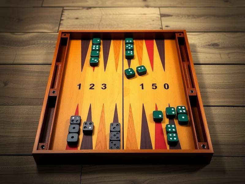 Professional backgammon setup in full-screen mode on laptop