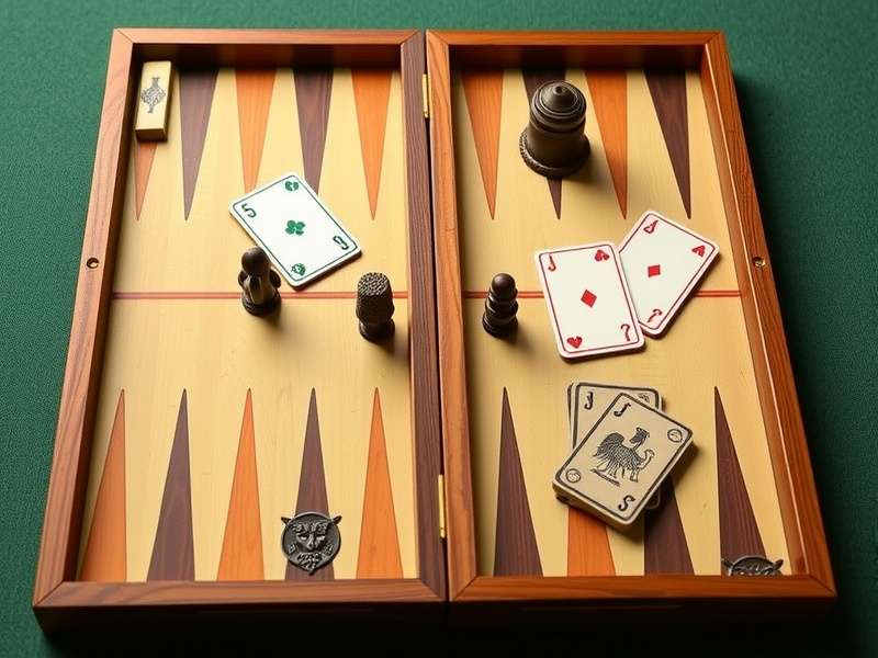 Strategic view of a backgammon board with dice and pieces arranged for a complex mid-game position