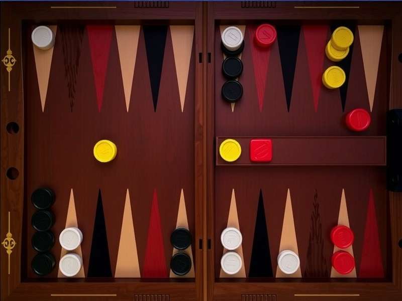 A vibrant backgammon board with Spanish-language interface elements