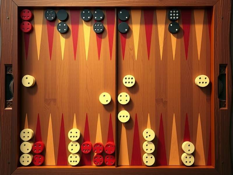A beautiful wooden Backgammon set arranged on a table in an Indian setting