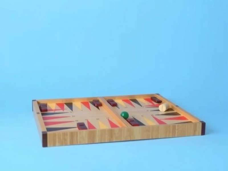 A beautifully crafted wooden Backgammon board set up for play, with pieces in motion