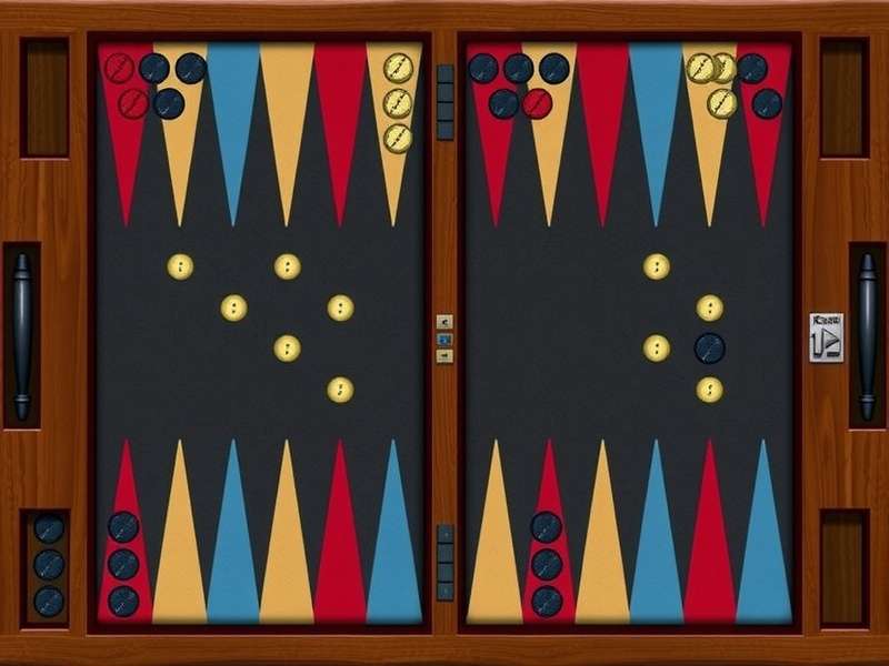 Close-up of a traditional Backgammon board with pieces in mid-game