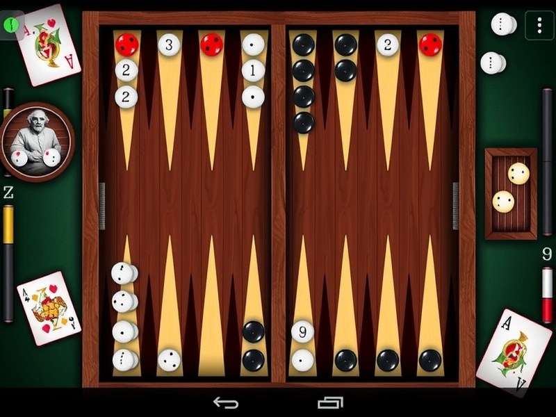 A digital interface of Backgammon Cardgames Io showing a game in progress with detailed analytics