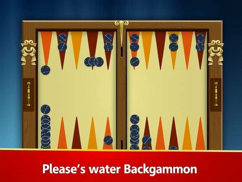 Detailed Backgammon board setup with pieces and doubling cube