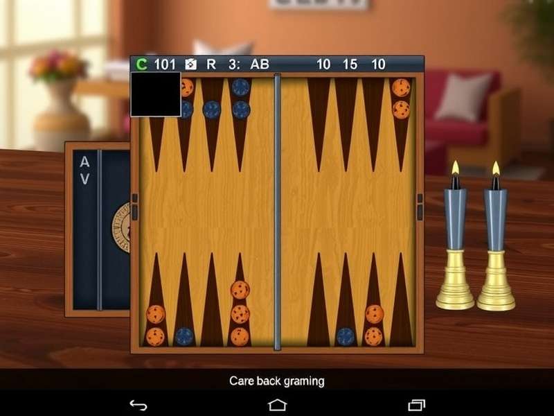 Backgammon board setup with dice and pieces