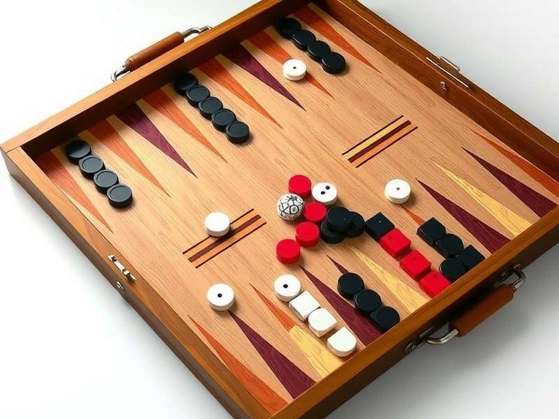 Professional backgammon setup in full-screen mode on a laptop