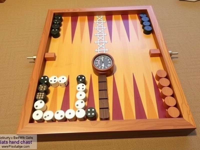 Backgammon board setup diagram showing checker starting positions and movement direction for both players