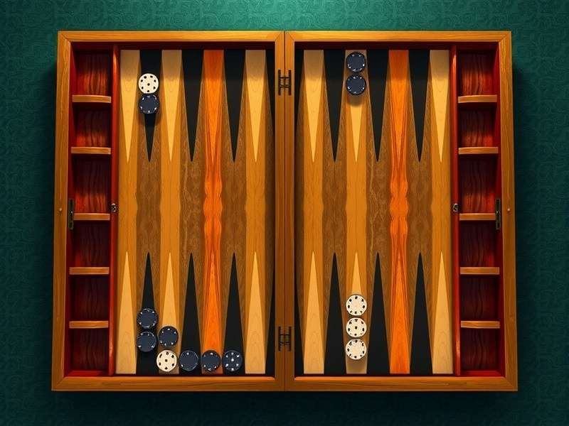 Premium Backgammon board with ivory and ebony pieces arranged for a competitive game in a luxurious setting