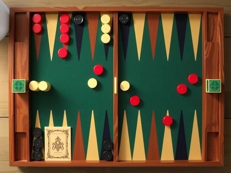 Backgammon board set up diagram showing standard starting position with 15 checkers per player placed on points 24, 13, 8, and 6.