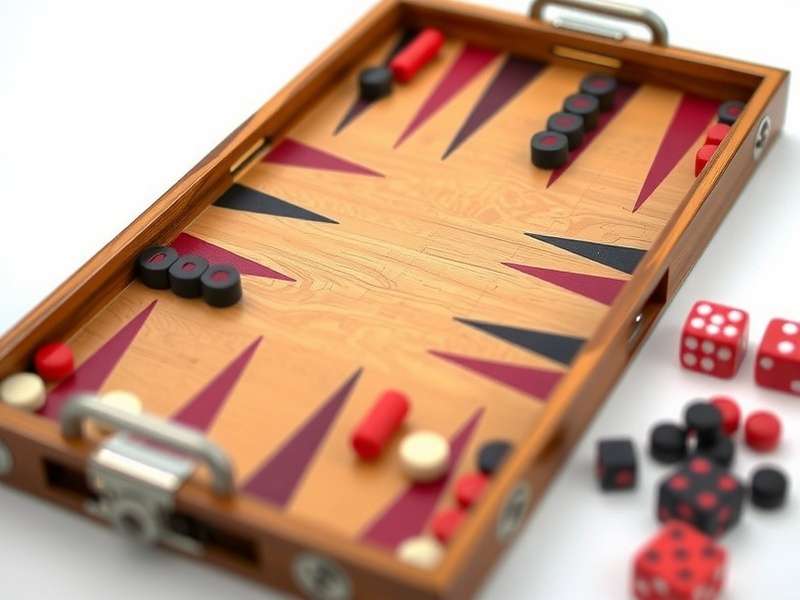 Printable Backgammon Set Up board with checkers, dice, and doubling cube arranged for play