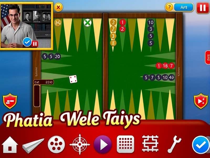 Backgammon board setup diagram with checkers and dice, traditional Indian playing environment