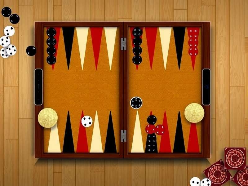 Backgammon board setup with dice and checkers — India's favourite online free game